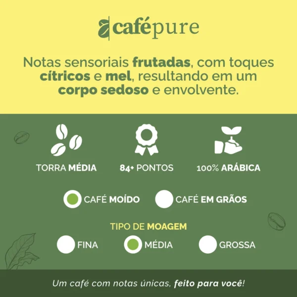 Café Especial Cítrico e Mel 100% Arábica Catuaí 250g Moído - Imagem 2